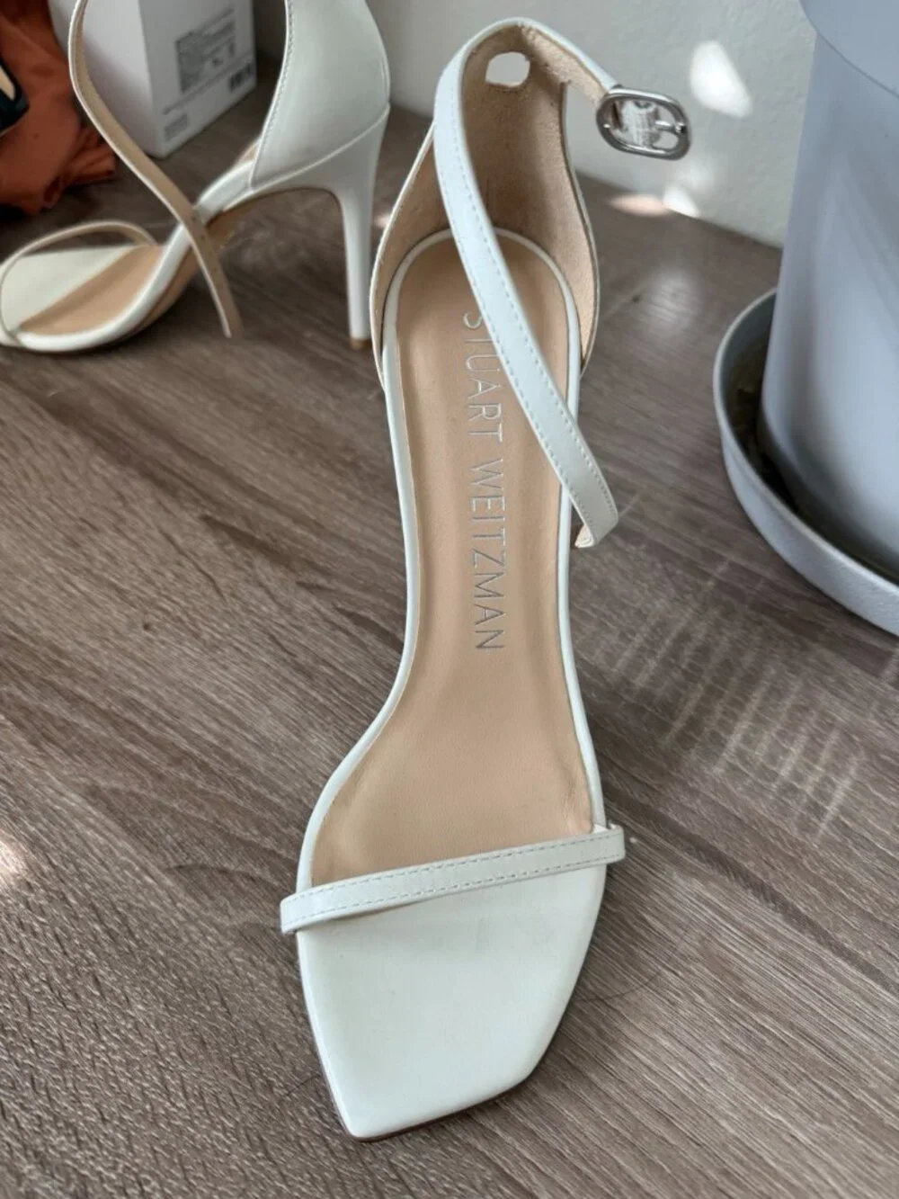 Stuart Weitzman Heels White Ivory Only Tried On Nudist Bridal Sandals - Picture 5 of 8